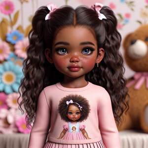 Refine the 3D realistic image of a four-year-old African-America...
