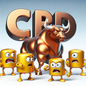 Cartoon yellow minions from Despicable Me around copper military...