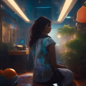 Medea from Fate stay night, wearing modern clothes, in the bedro...