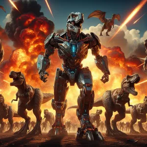 Generate an image depicting Grimlock from the Transformers carto...