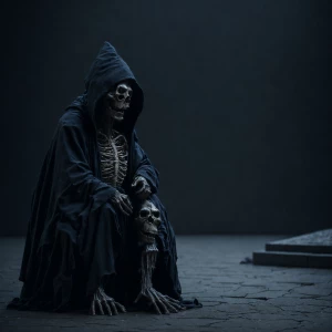 A realistic photo of a Grinch sitting on a concrete bench next t...