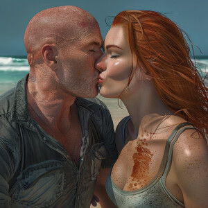 A photorealistic high resolution image. Light ginger haired fema...