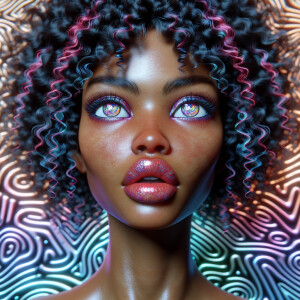 3D image fluorescent image of a beautiful African American woman...