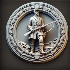 Confederate soldier, 3d bas relief, round border