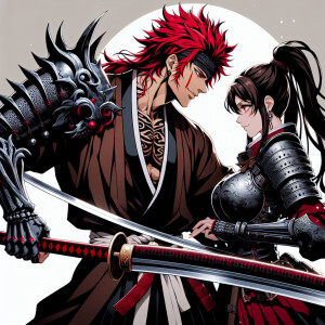 Renji Abarai from the anime “Bleach” kisses Erza Scarlet from th...
