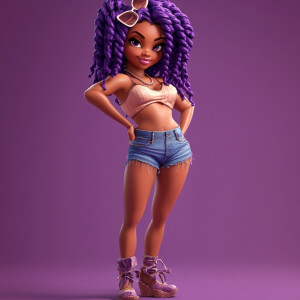 create a  ultra high resolution 3D beautiful African American fe...