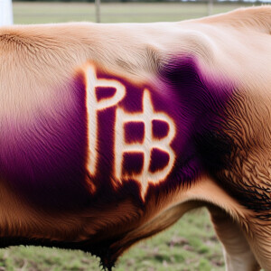 Create a burn mark left on a cow after being branded on its hide...