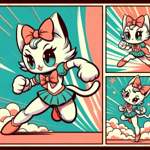 A Retro Halftone Heroics portrayal of female Sanrio character he...