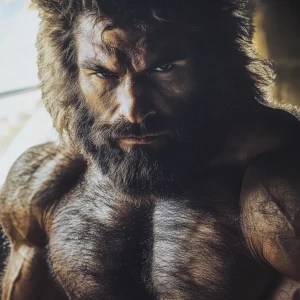 Lycan hairymuscles showing off full necked col view