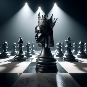 Design a rap album cover " КАРТИНА ФЕРЗЯ НА ШАХМАТНОЙ ДОСКЕ  В Ч...