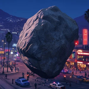 Create an image of a large, rugged boulder with a rough, uneven...