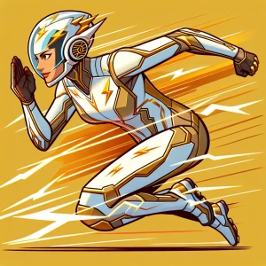 Create an image of a female version of the character Godspeed as...