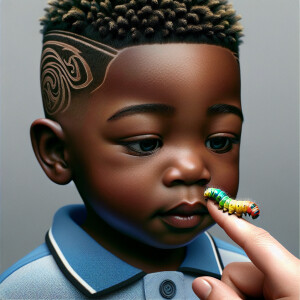 create a closeup image of a african american 2 year old boy with...