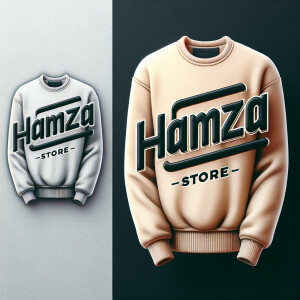 Create a realistic logo with the text "HAMZA STORE" and a pictur...