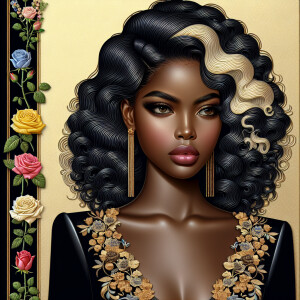 Create a vertical 3-D portrait of a light-skinned African-Americ...