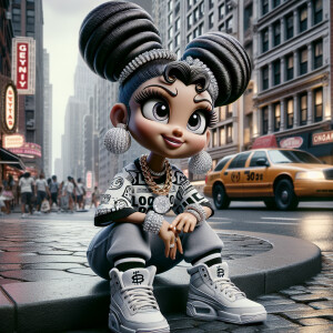 hyper realistic baddie Betty Boop, , poof buns, she’s wearing a...