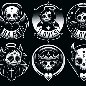 Design a series of logos for the brand "Baby Loves" featuring va...