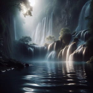 The Water Flows Soft falls, gentle ripples, a quiet poo:c A peac...