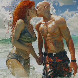 A photorealistic high resolution image. Light ginger haired fema...