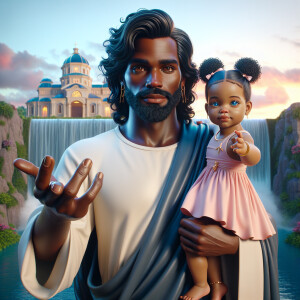 Create a 3D realistic artwork featuring the phrase 'Jesus Saves'...