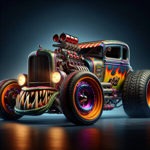 Cartoonish hot rod monster