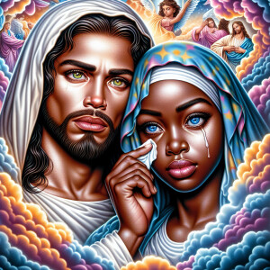 Ensure that the image distinctly represents both Jesus Christ an...