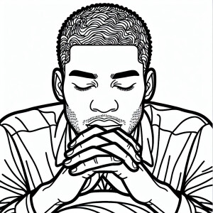 Simple lines, coloring book, bold lines, thick lines, a man, Afr...