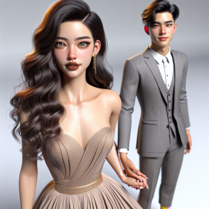 3D image of a beautiful African American young woman with long h...