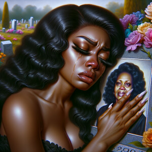 A beautiful light-skinned African-American woman with long wavy...