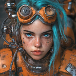 Ultra hyper-realistic portrait of a young woman with vibrant tea...