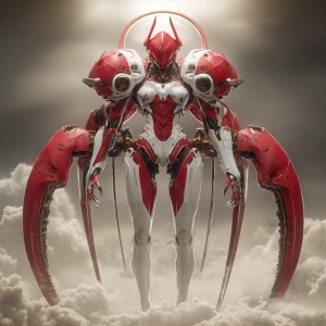 A powerful, stylized figure, humanoid but with bio-mechanical ex...