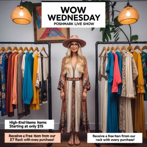 Design a captivating thumbnail for the "WOW Wednesday" Poshmark...