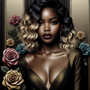 Create a vertical 3-D portrait of a light-skinned African-Americ...