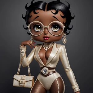 Design an image of Betty Boop reenvisioned with a dark chocolate...