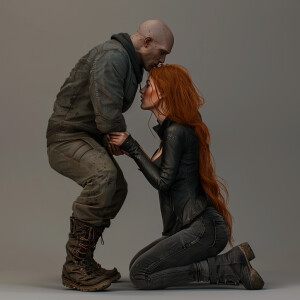 A photorealistic high resolution image. Light ginger haired fema...