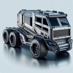 Design a Cybertruck with clean, angular lines, a stainless-steel...