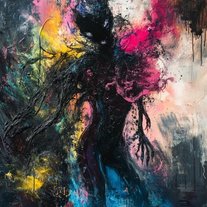 in abstract art style A conceptual alien hybrid rendered entirel...