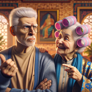An animated image featuring an elderly couple in a moment of lig...