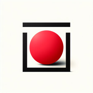Design a logo with a vibrant red sphere enclosed by bold black s...