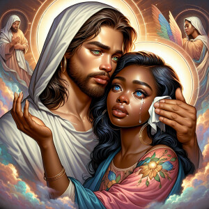 Ensure that the image distinctly represents both Jesus Christ an...