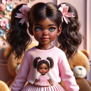 Refine the 3D realistic image of a four-year-old African-America...