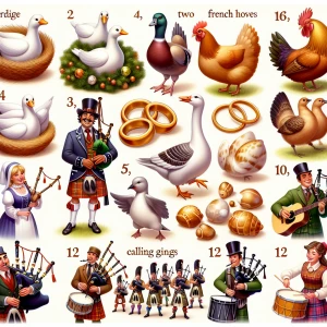 Create a vibrant collage featuring the whimsical gifts from "The...