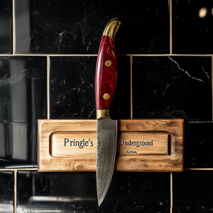 Create an image of "Pringle's Underground Kitchen," a high-end u...