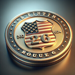 Create a 3-D coin, the coin is shiny gold and silver, the coin h...