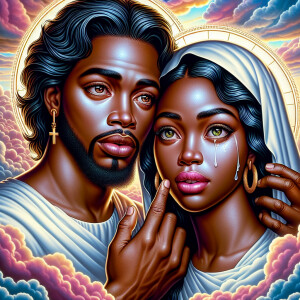 Ensure that the image distinctly represents both Jesus Christ an...
