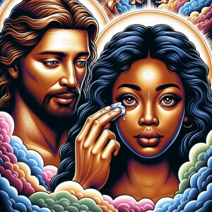Ensure that the image distinctly represents both Jesus Christ an...