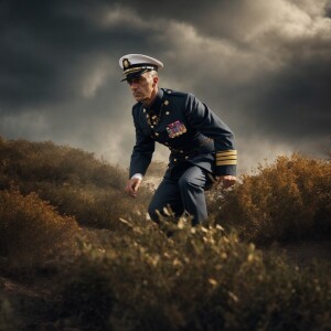 Smedley Butler dressed in 1920's Marine Corps dress uniform topp...