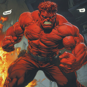 This is an image of Red Hulk, a character from Marvel Comics. Re...