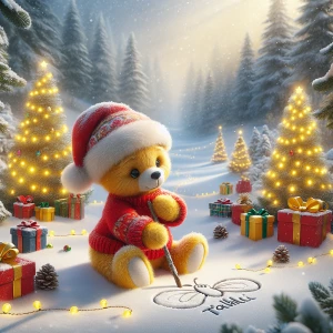 "A heartwarming, photorealistic, Christmas-themed illustration o...