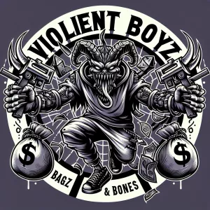 Create a bold logo featuring a menacing creature with sharp feat...